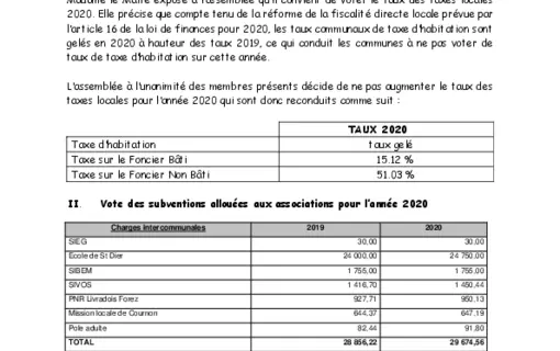 Compte rendus du conseil municipal ann&eacute;e 2020